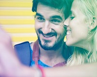 Photo Gradient Style with Couple taking a sweet mobile selfie