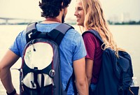 Young couple traveling together wanderlust