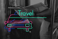 People Travel Journay and Car Graphic Icon