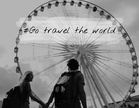 Couple Wander Travel Together Word