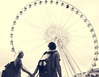 Couple holding hands carousel background