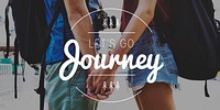 Couple Travel Adventure Explore Journey Together Word Graphic