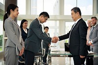 Business Partners Introductionary Handshake Bow