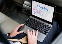 Illustration of automotive car rental transportation on laptop