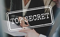 Top secret stamp on business people discussion strategy