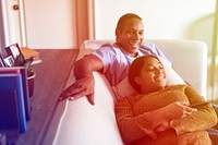 African American Couple Sofa Together