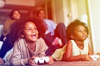 African family spending time to play game together