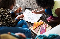 African children having a good time drawing