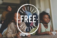 People Family with Free Stamp Word Banner Graphic