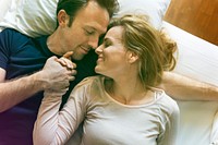 Couple Lover Laying On Bed Happiness Lifestyle