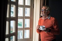 Senior Man Drink Tea Break Leisure