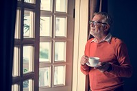 Senior Man Drink Tea Break Leisure