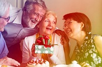 Gradient Color Style with Senior Life Celebration Cake Birthday