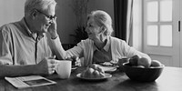 Senior Adult Couple Eat Breakfast