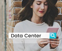 Data Center Information Search Bar Magnifying Glass Graphic