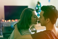 Gradient Color Style with Couple Dating Happiness Enjoyment Holiday