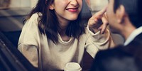 Couple Drinking Coffee Shop Relax