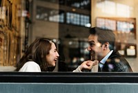 Couple Drinking Coffee Shop Relax