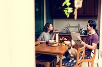 Coouple Eating Morning Breakfast Togetherness