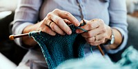 Closeup of a woman knitting