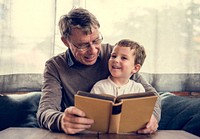 Reading Togetherness Grandfather Grandson Leisure