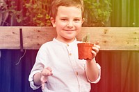 Child Boy Agriculture Crops Planting Nature