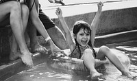 Family Swimming Pool Playing Togetherness Summer Holiday