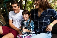 Mixed race family enjoying time together