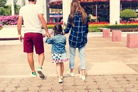 Family Holiday Vacation Park Walking Togetherness