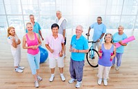 Healthy senior people at the gym