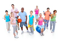 Diverse group of adults exercising 