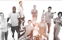 Diverse group of adults exercising 