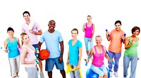 Diverse group of adults exercising 