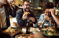 Diverse People Hang Out Pub Friendship