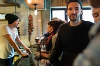 Diverse People Order Drinks Counter Pub