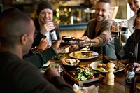 Diverse People Enjoy Food Drinks Party Restaurant