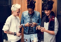 Women Use Mobile Phone Connection Social Network