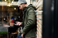 Man Use Mobile Phone Connection Social Network