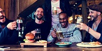 Diverse People Hang Out Pub Friendship