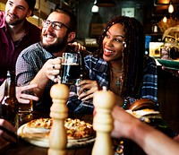 Diverse People Hang Out Pub Friendship