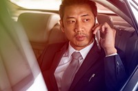 Businessman using mobile phone for talking and discussion