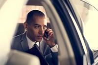 Businessman Use Mobile Talk Car