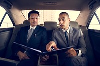 Business Men Talk Report Inside Car