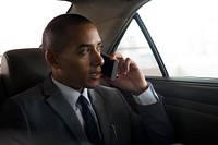 Businessman Use Mobile Talk Car