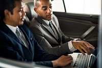 Business Men Use Laptop Car