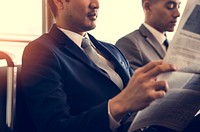 Business Men Break Sit Read Newspaper
