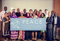 Diverse People Show Peace Board Placard