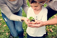 Environmental conservation family planting in the park
