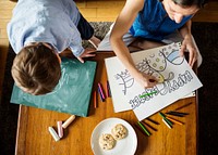 Boy Art Learning at Home with His Mom