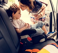 Boy into the Car Using Carseat Protect Security